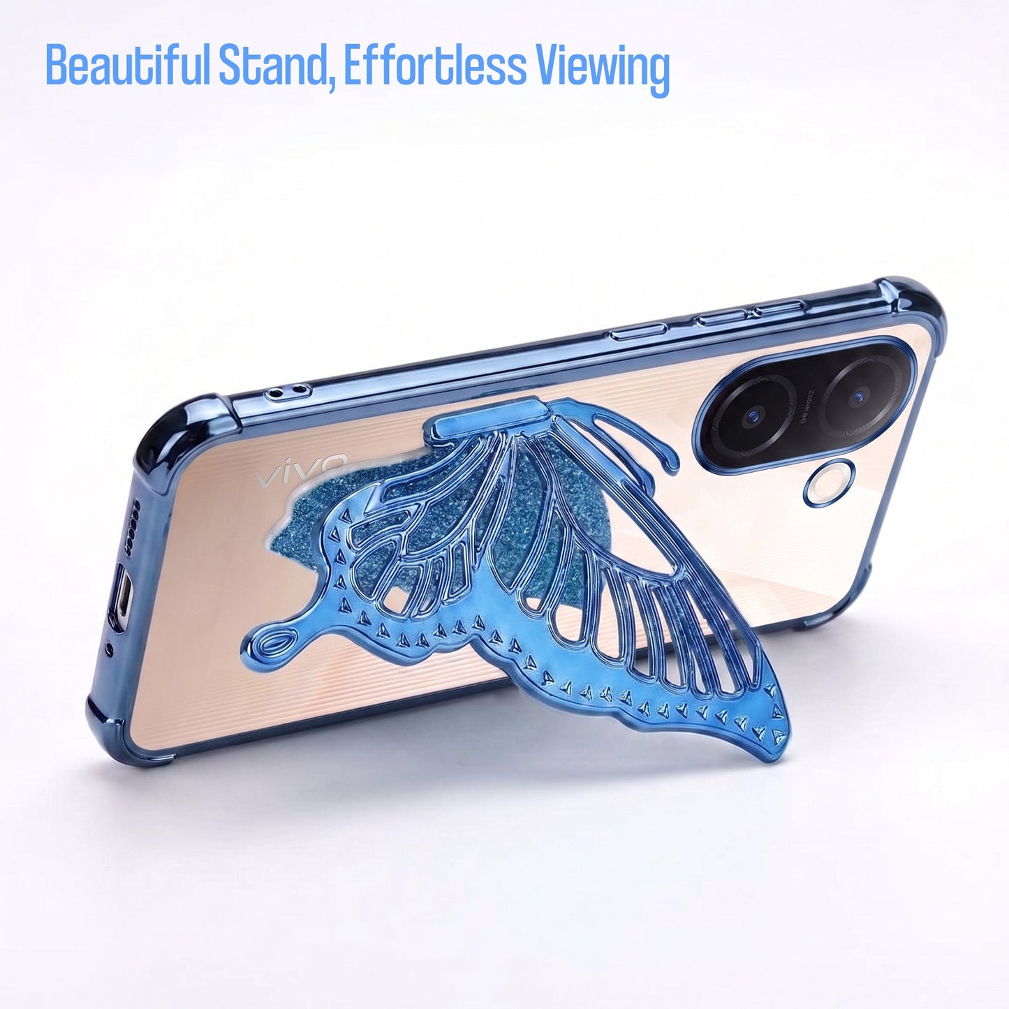 Vivo V60e 5G Premium Butterfly Glitter Transparent Shockproof Airbag Phone Case