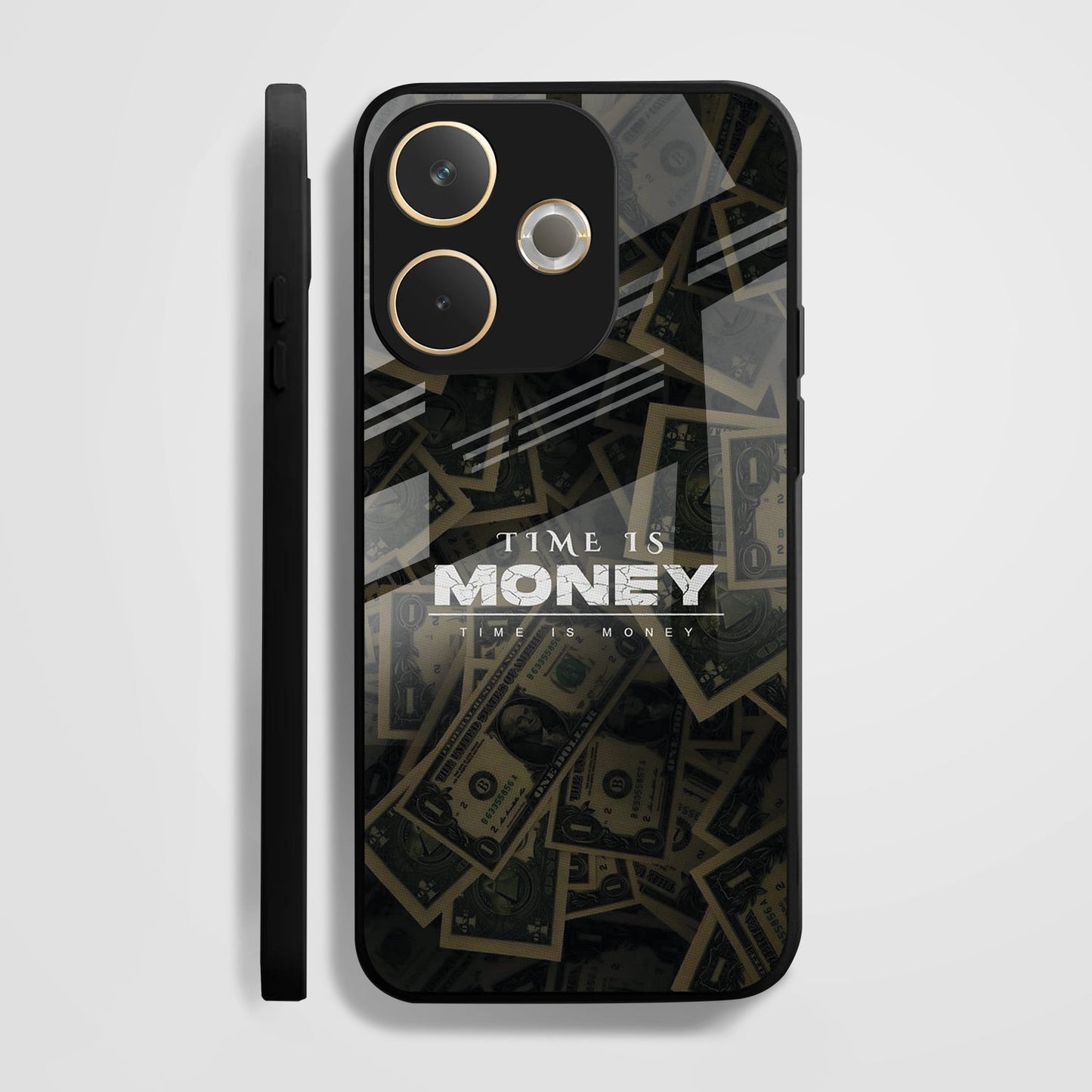 Oppo A5 Pro 5G Premium Acrylic Shockproof Glass Back Case (Time is Money )