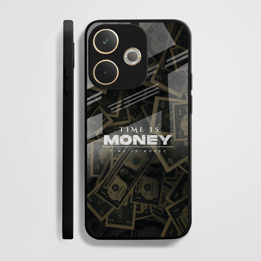 Oppo A5 Pro 5G Premium Acrylic Shockproof Glass Back Case (Time is Money )