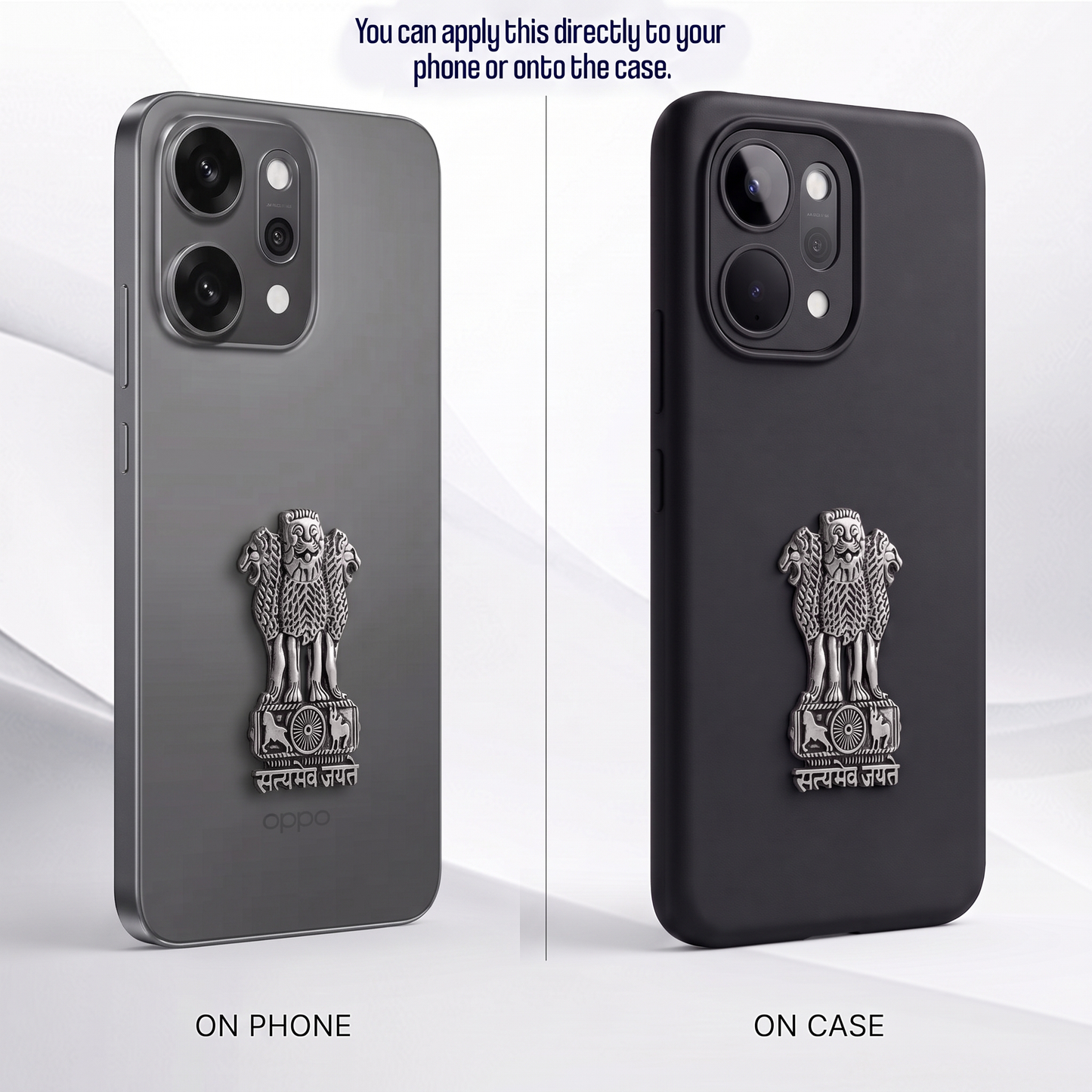 OPPO Reno 14 Pro 5G Compatible Satyamev Jayate 3D Metal Emblem Sticker