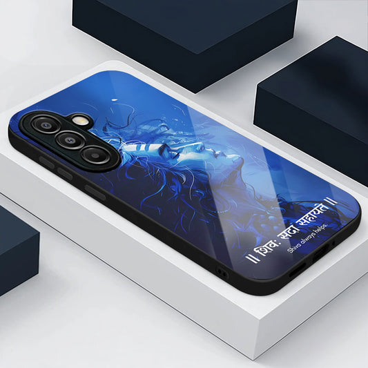 Samsung Galaxy A36 Premium Acrylic Shockproof Glass Back Case (Blue Divine)