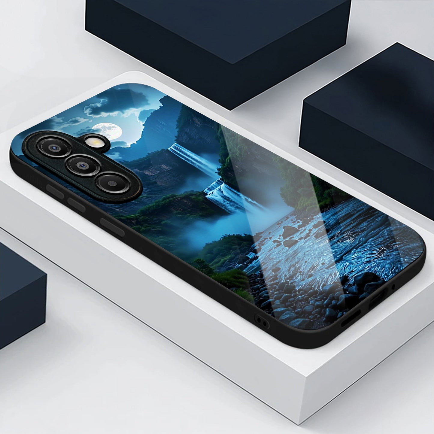 Samsung Galaxy A36 Premium Acrylic Shockproof Glass Back Case (Moonlit waterfall)