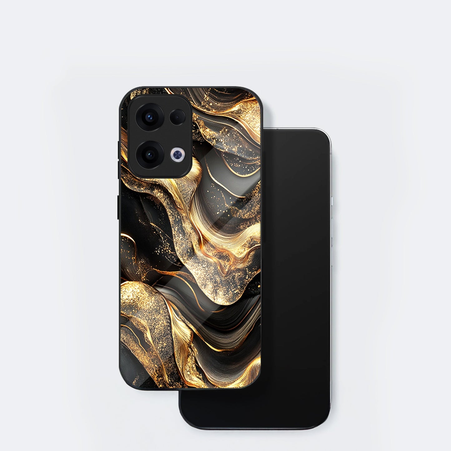 Oppo Reno 13 5G Premium Acrylic Shockproof Glass Back Case (Golden Vortex)