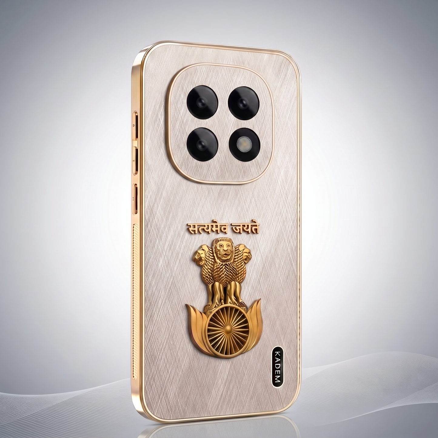 Oppo F29 Pro 5G Satyamev Jayate 3D Electroplated Frame Gold Thread Pattern Hard Back Case
