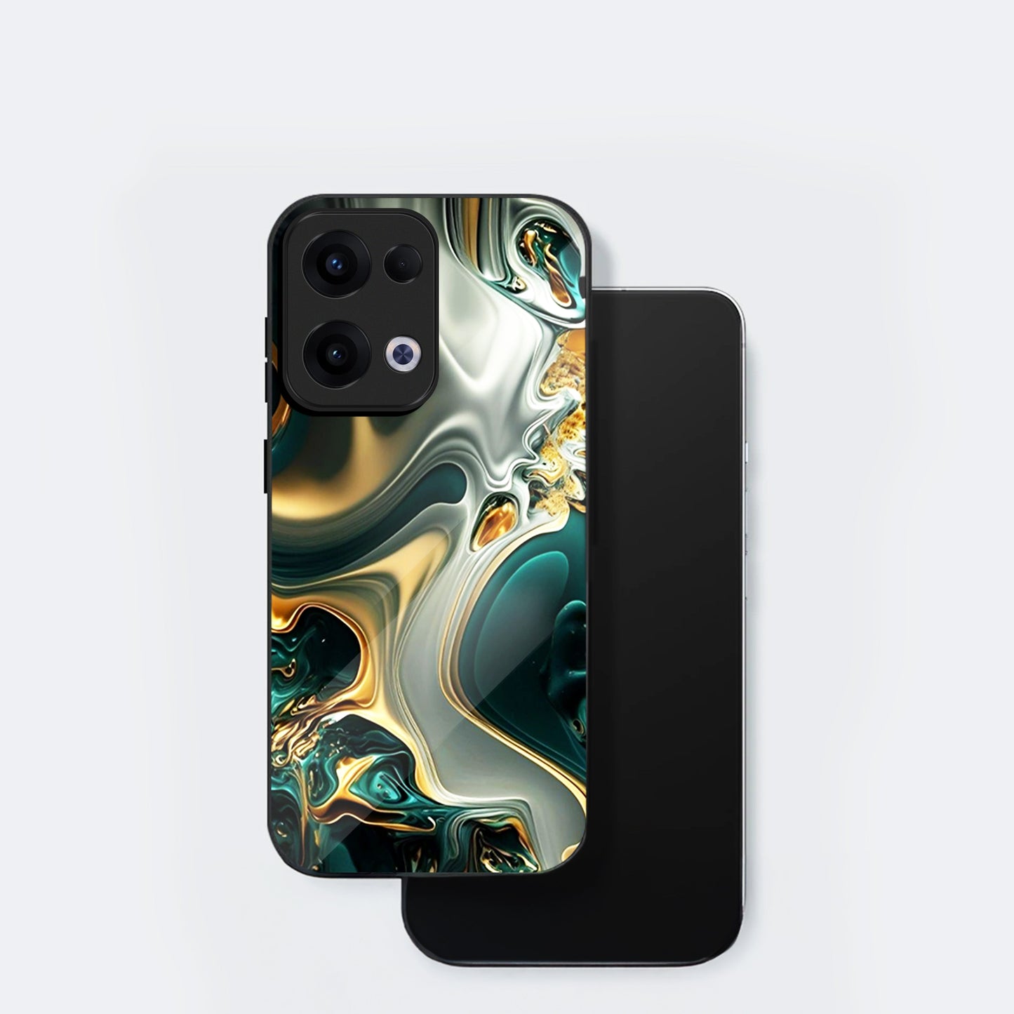 Oppo Reno 13 5G Premium Acrylic Shockproof Glass Back Case (Ocean Ember)