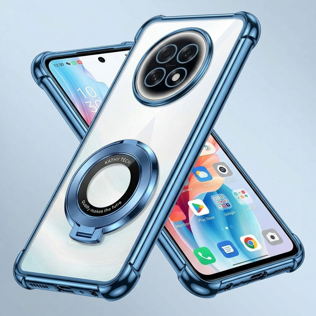 Oppo F31 Pro+ 5G Original Luxury Magnifier Ring Stand Shockproof Airbags Corner Case (Buy 1 Get 1 Free Surprise Cover)
