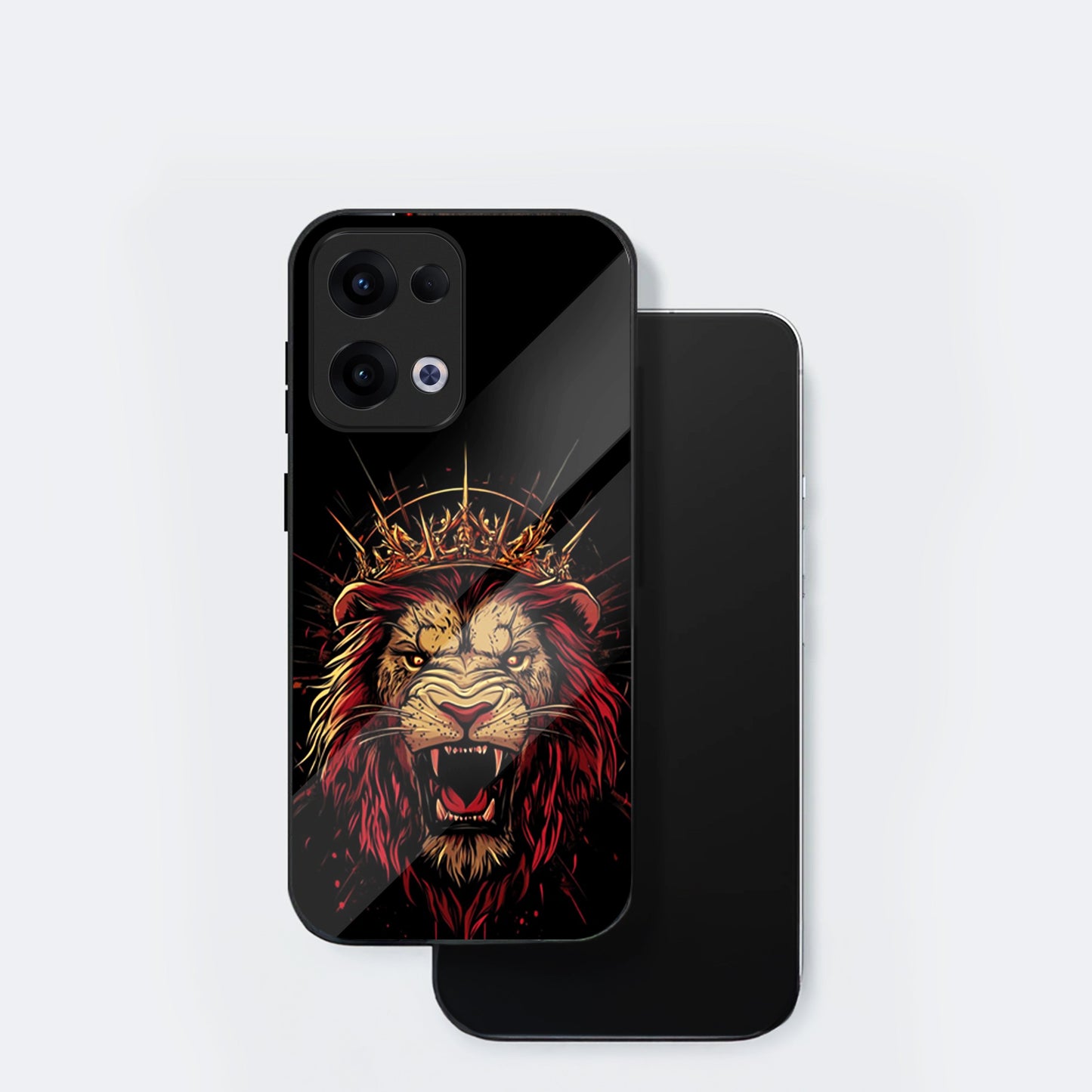 Oppo Reno 13 5G Premium Acrylic Shockproof Glass Back Case (King's Roar)