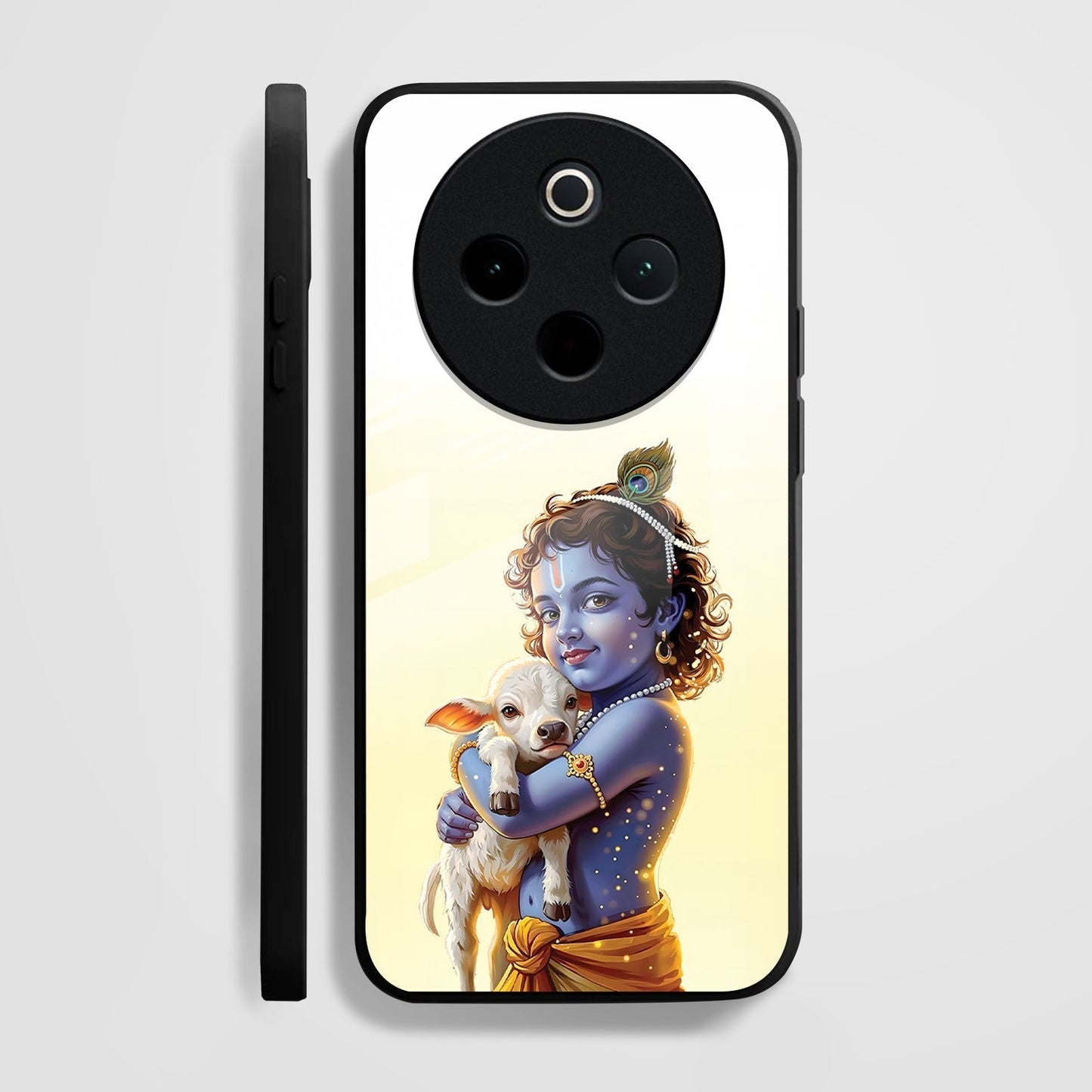Vivo T4 5G Premium Acrylic Shockproof Glass Back Case (Cute Krishna)