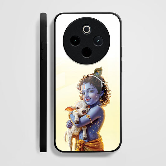 Vivo T4 5G Premium Acrylic Shockproof Glass Back Case (Cute Krishna)