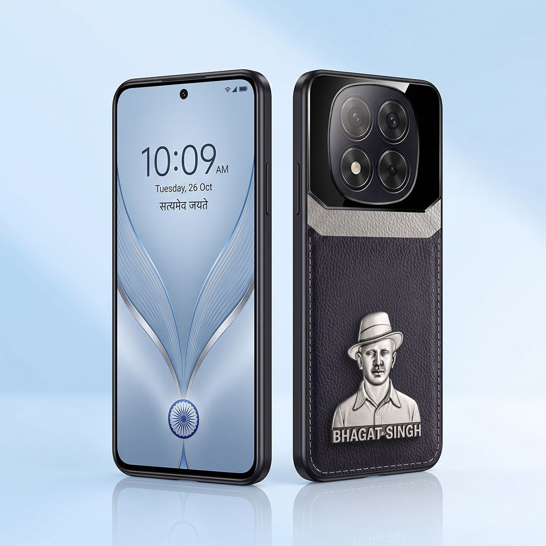 Redmi Note 14 Pro+ 5G Shaheed Bhagat Singh 3D Metal Leather Back Case