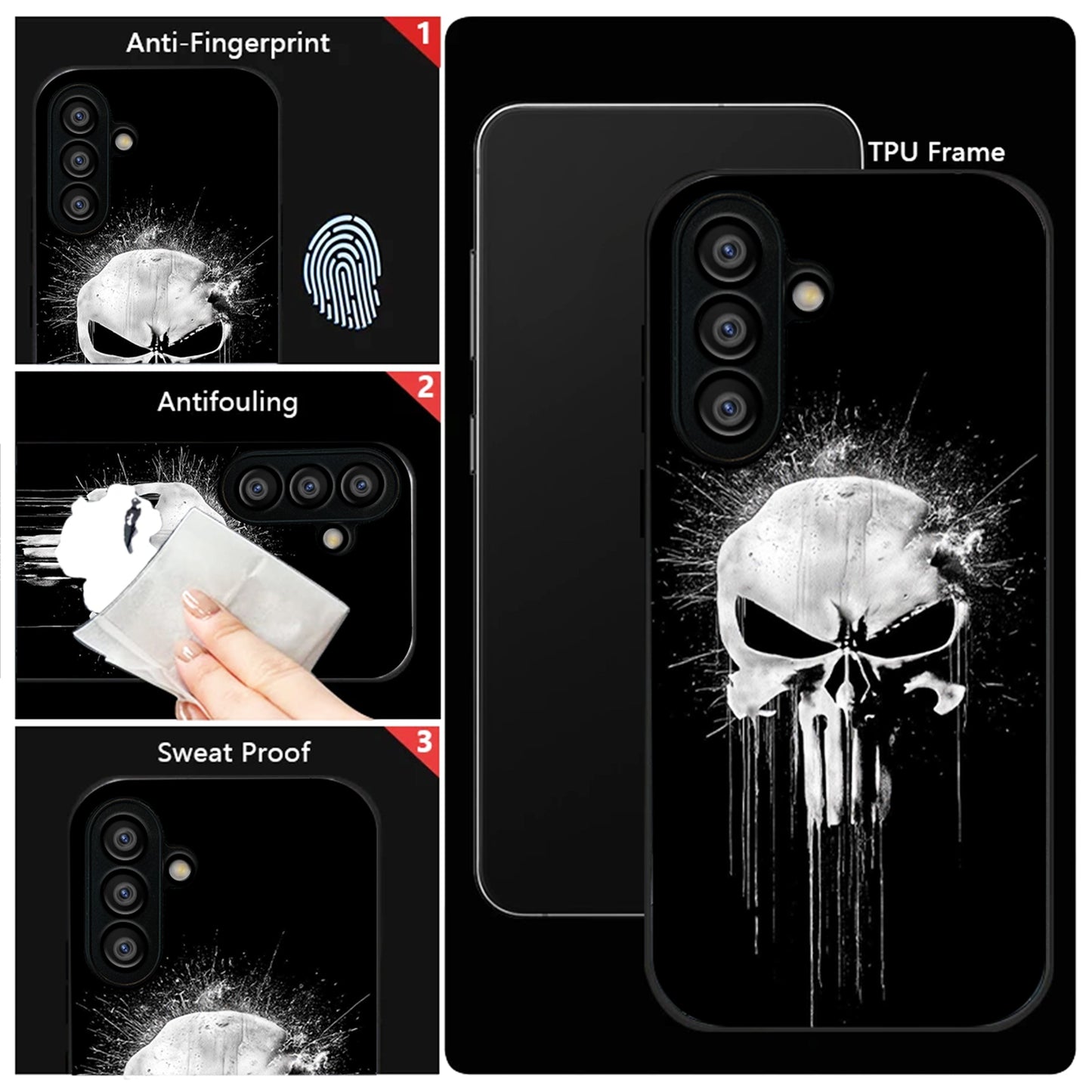 Samsung Galaxy A56 5G Premium Acrylic Shockproof Glass Back Case (Punisher Skull)