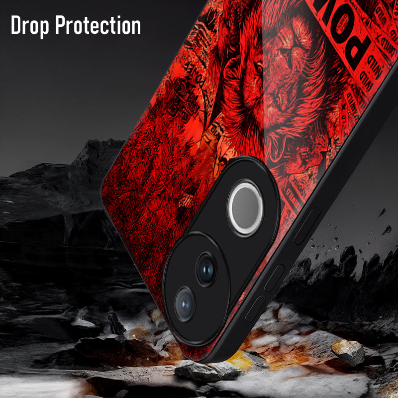 Vivo V50 5G Premium Acrylic Shockproof Glass Back Case (Lion Power)