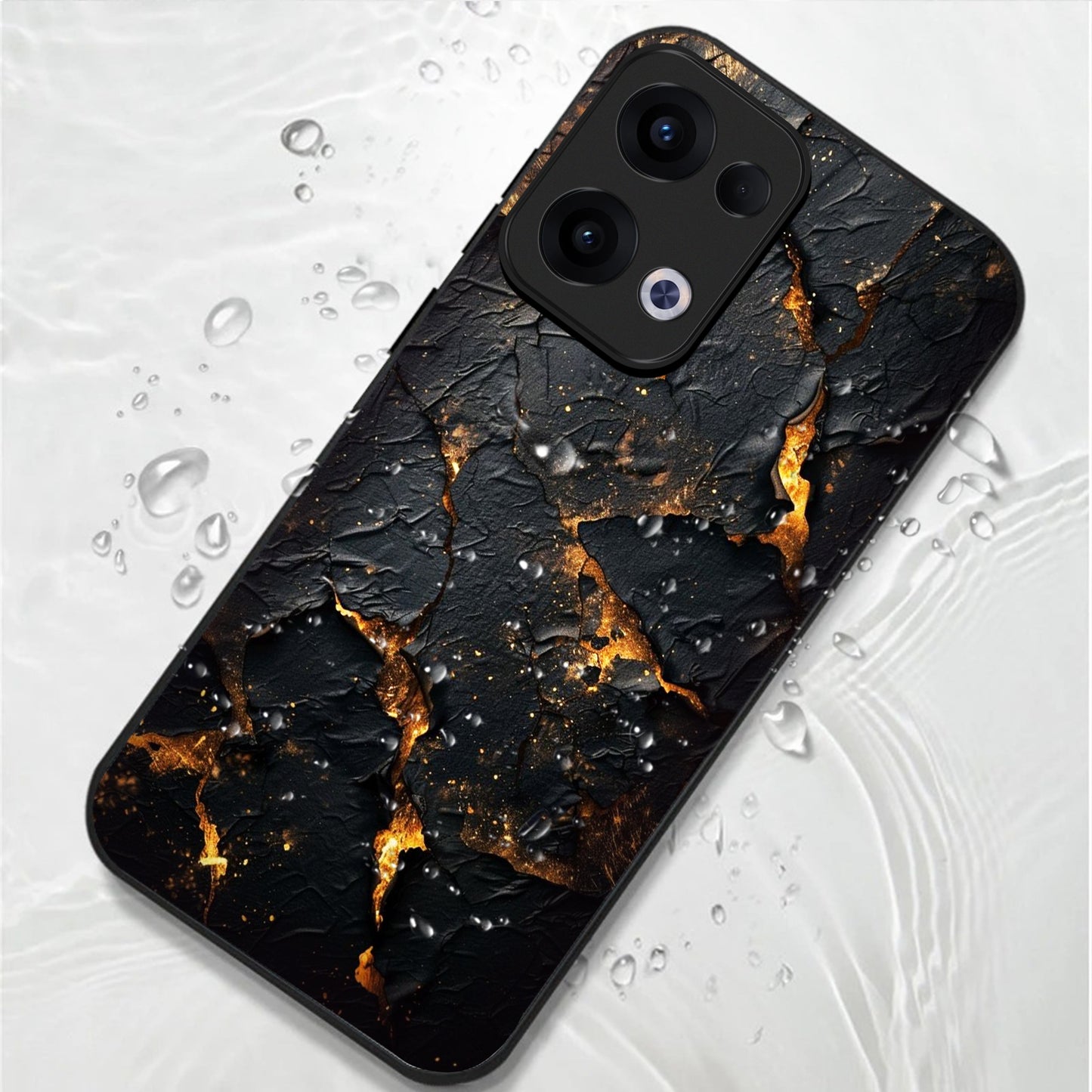 Oppo Reno 13 5G Premium Acrylic Shockproof Glass Back Case (Volcanic Gold)
