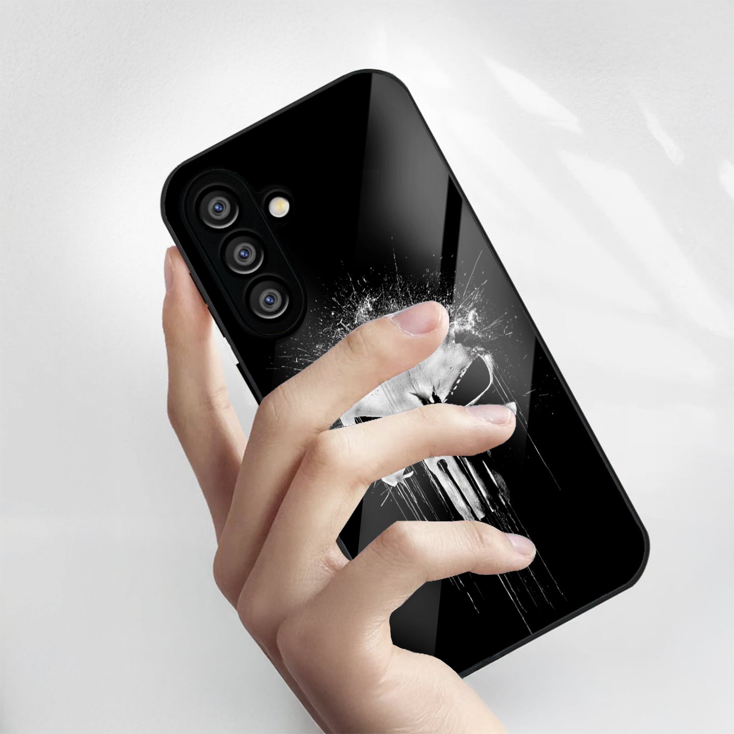 Samsung Galaxy A56 5G Premium Acrylic Shockproof Glass Back Case (Punisher Skull)