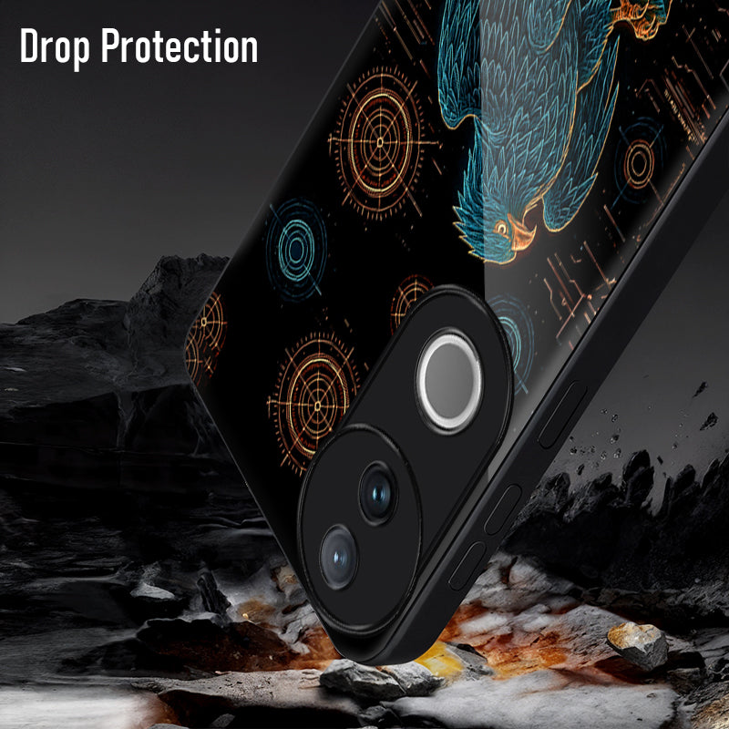 Vivo V50 5G Premium Acrylic Shockproof Glass Back Case (Warrior Eagle)