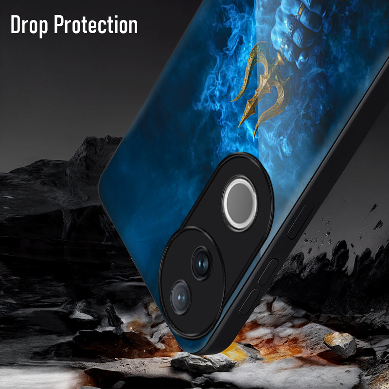 Vivo V50 5G Premium Acrylic Shockproof Glass Back Case (Divine Trident)