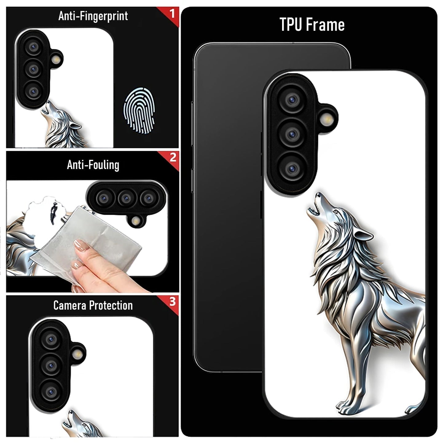 Samsung Galaxy A56 5G Premium Acrylic Shockproof Glass Back Case (Silver Wolf)