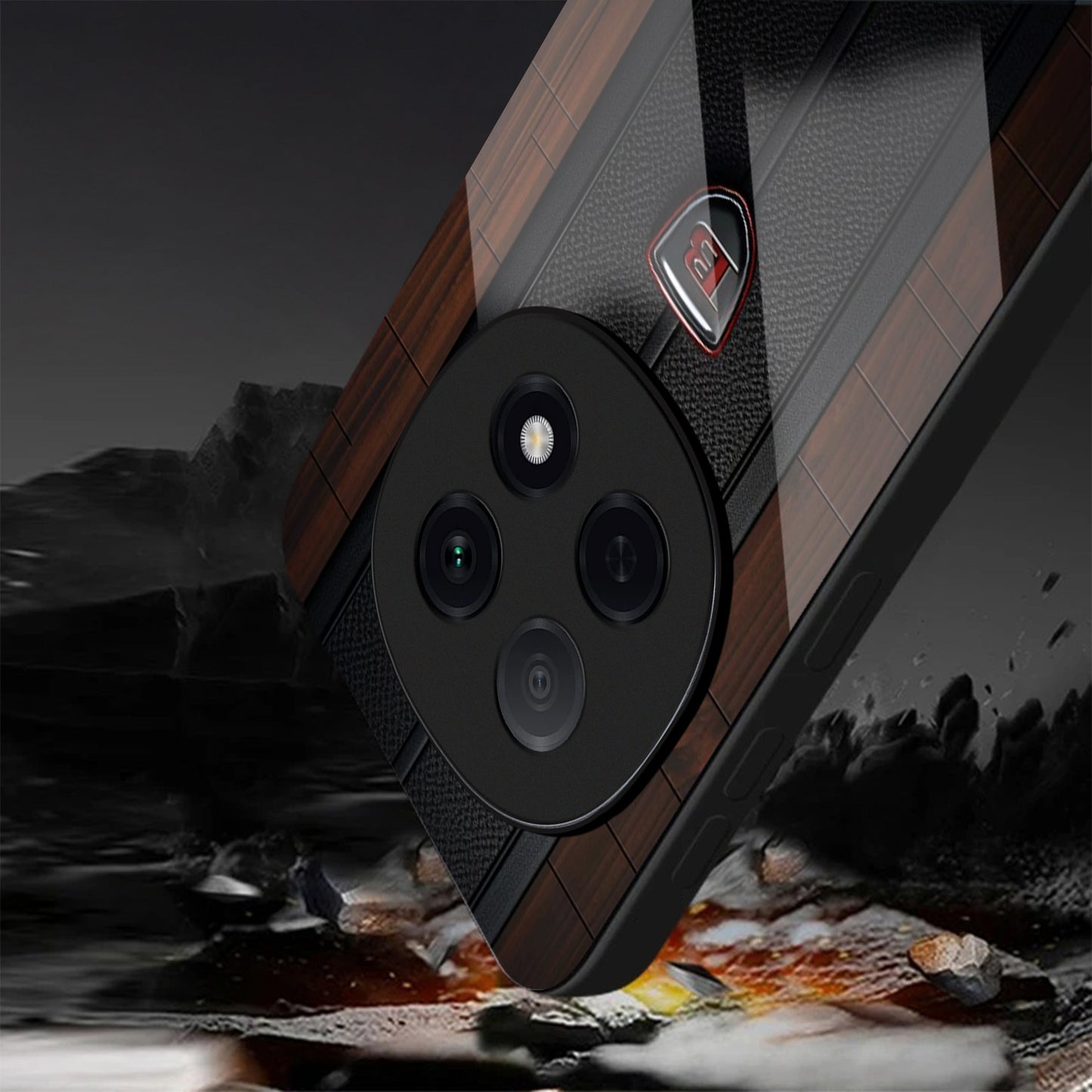 OPPO F29 Pro 5G Premium Acrylic Shockproof Glass Back Case (Carbon Oak)