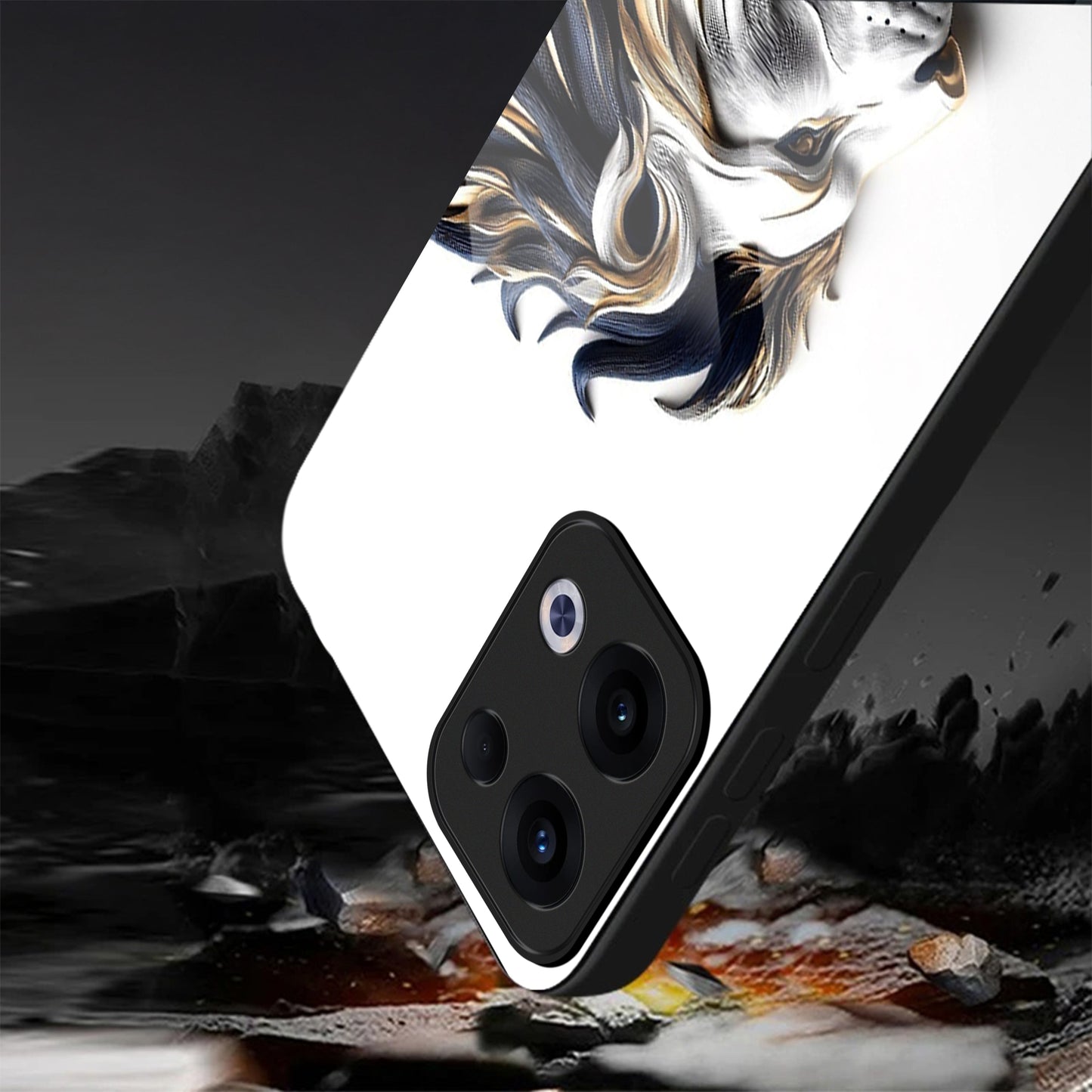 Oppo Reno 13 5G Premium Acrylic Shockproof Glass Back Case (King’s Flow)