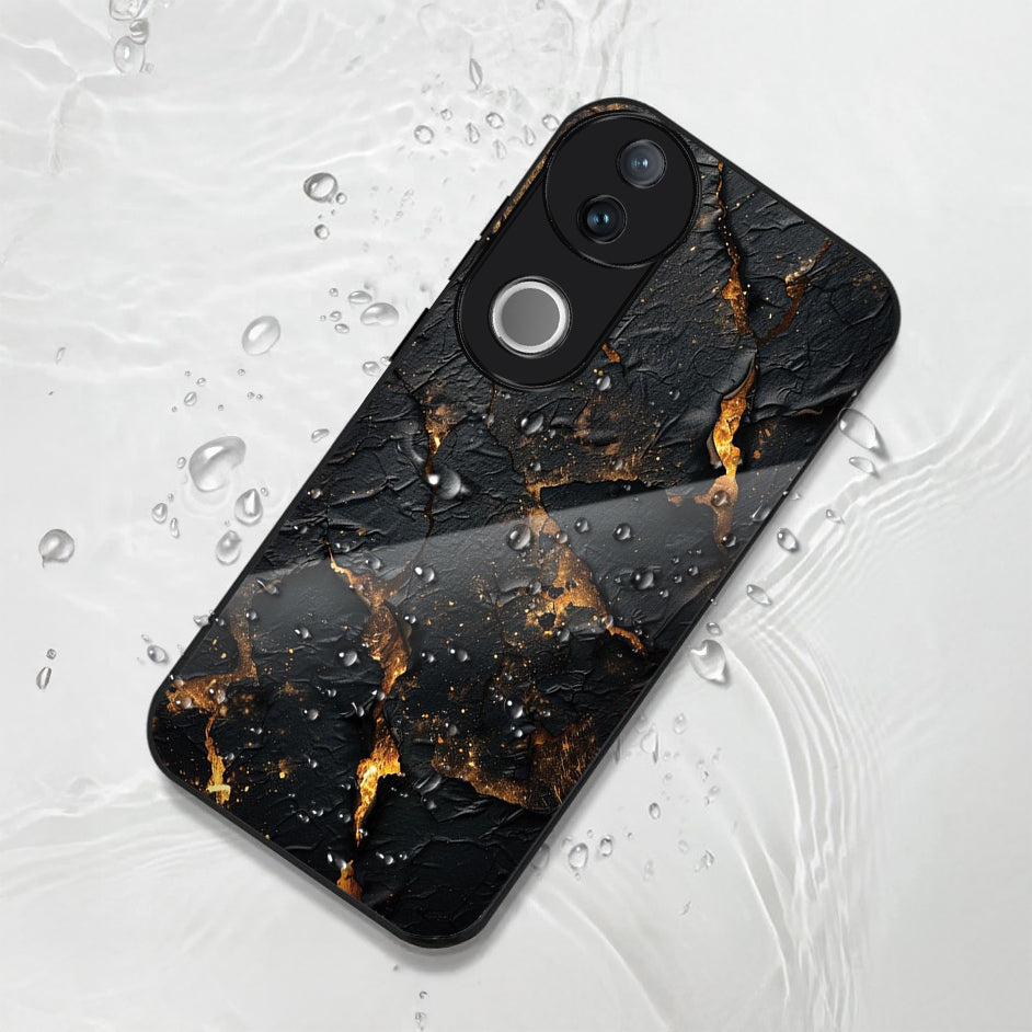 Vivo V50 5G Premium Acrylic Shockproof Glass Back Case (Volcanic Gold)