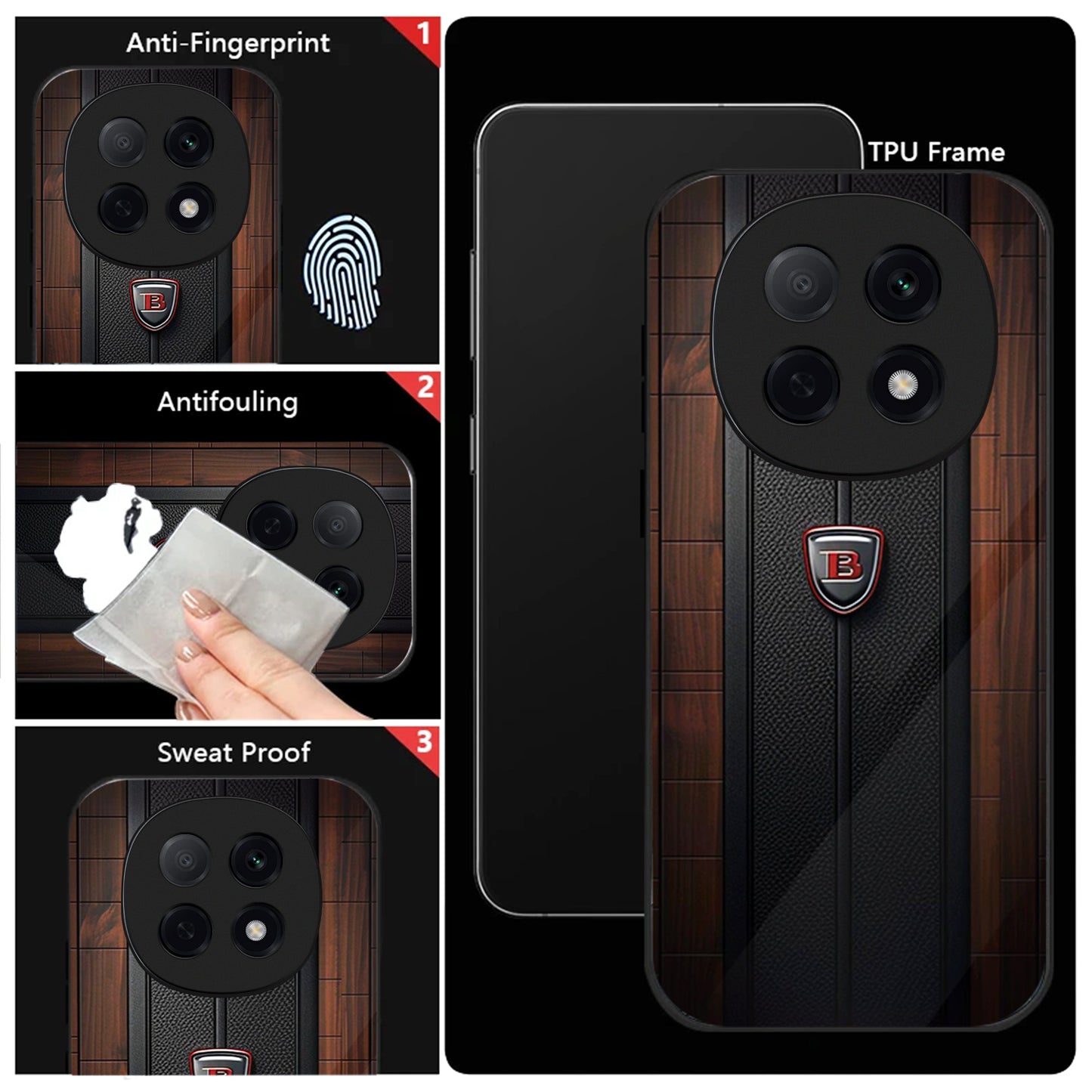 OPPO F29 Pro 5G Premium Acrylic Shockproof Glass Back Case (Carbon Oak)