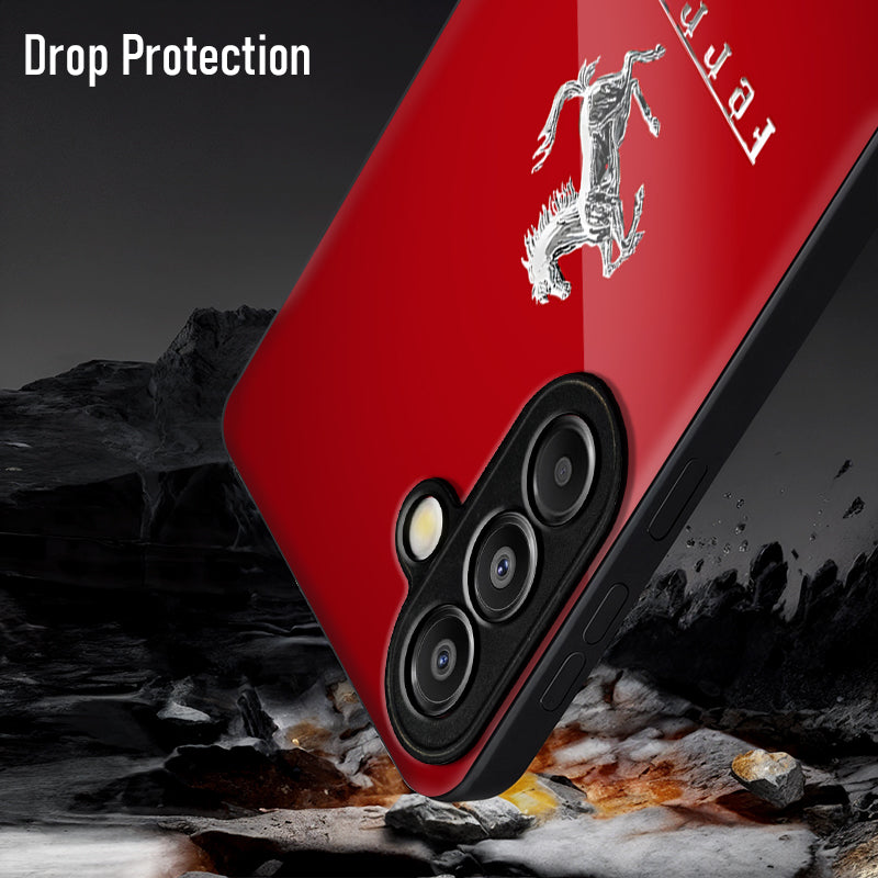Samsung Galaxy A36 Premium Acrylic Shockproof Glass Back Case (Ferrari Passion)