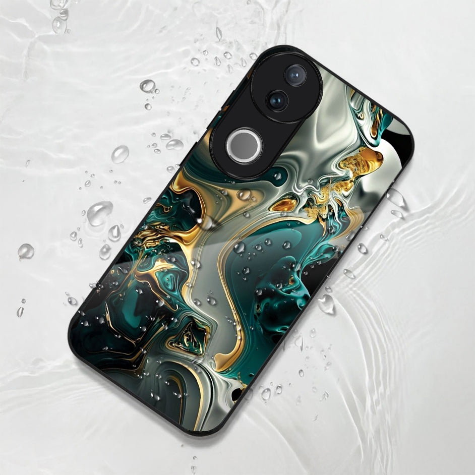 Vivo V50 5G Premium Acrylic Shockproof Glass Back Case (Ocean Ember)