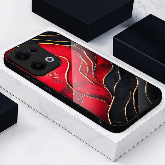 Oppo Reno 13 5G Premium Acrylic Shockproof Glass Back Case (Golden Blaze)