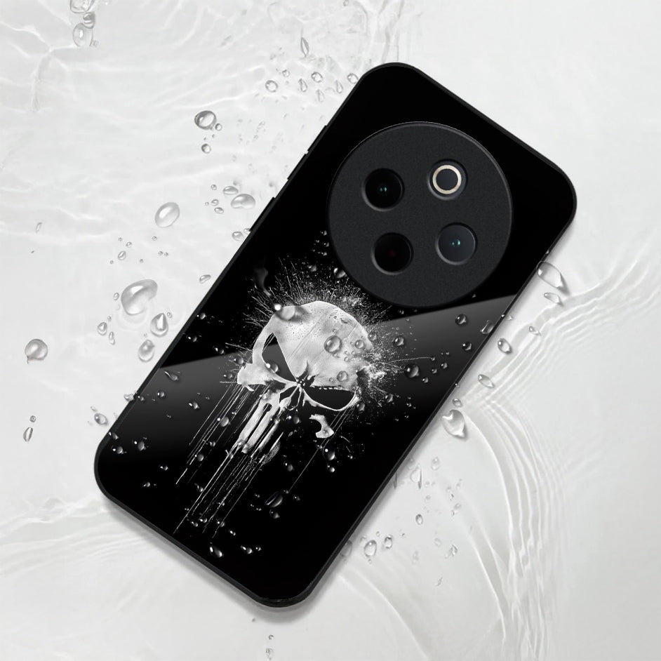 Vivo T4 5G Premium Acrylic Shockproof Glass Back Case (Punisher Skull)