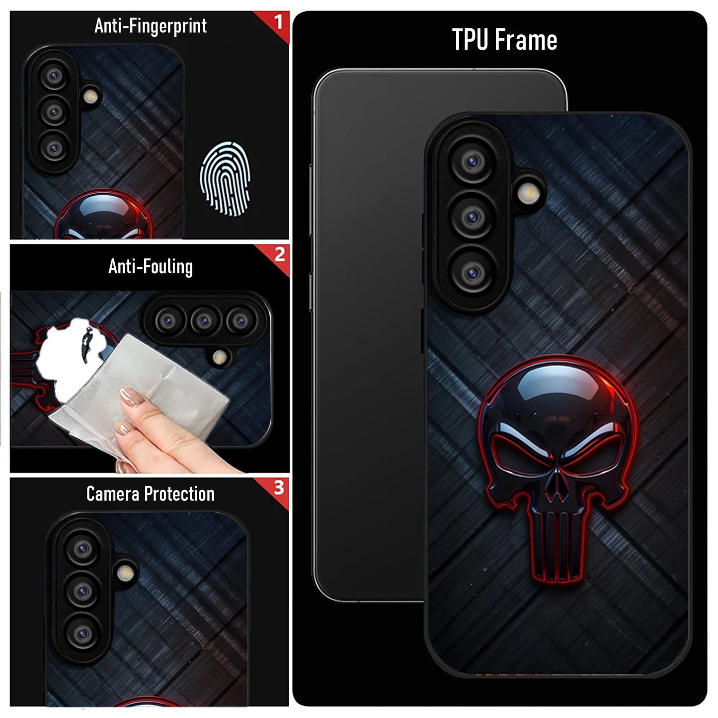 Samsung Galaxy A36 Premium Acrylic Shockproof Glass Back Case (Power Skull)