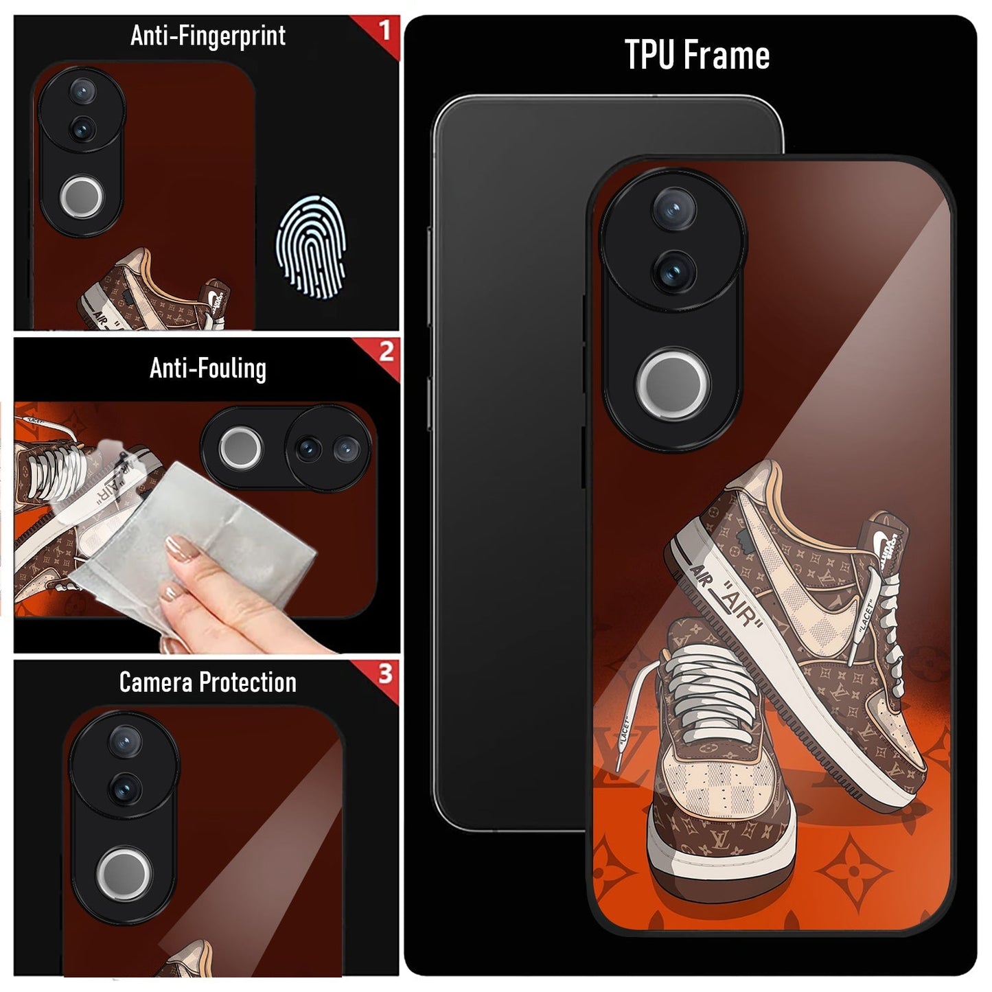 Vivo V50 5G Premium Acrylic Shockproof Glass Back Case (Sneaker)