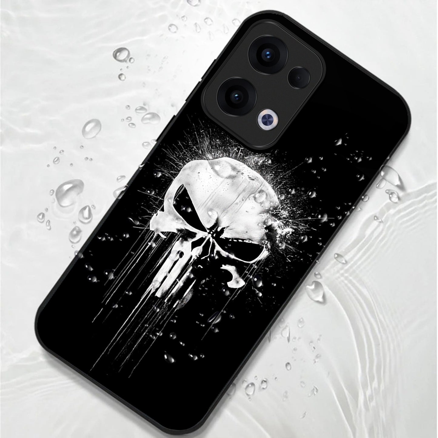 Oppo Reno 13 5G Premium Acrylic Shockproof Glass Back Case (Punisher Skull)