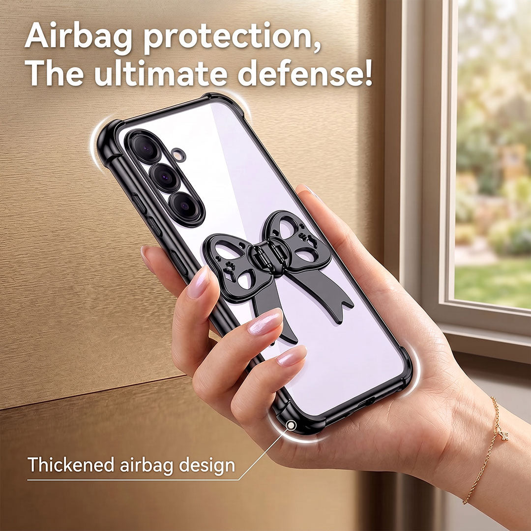 Samsung Galaxy M56 5G Stylish Bow Knot Transparent Shockproof Airbag Phone Case