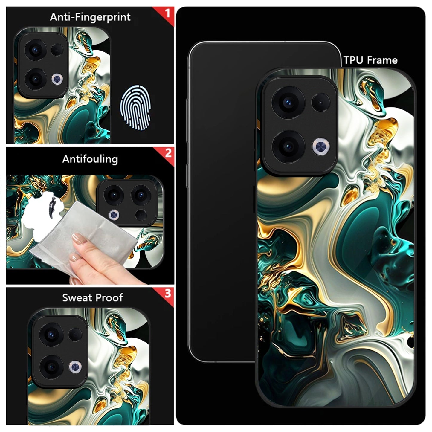 Oppo Reno 13 5G Premium Acrylic Shockproof Glass Back Case (Ocean Ember)