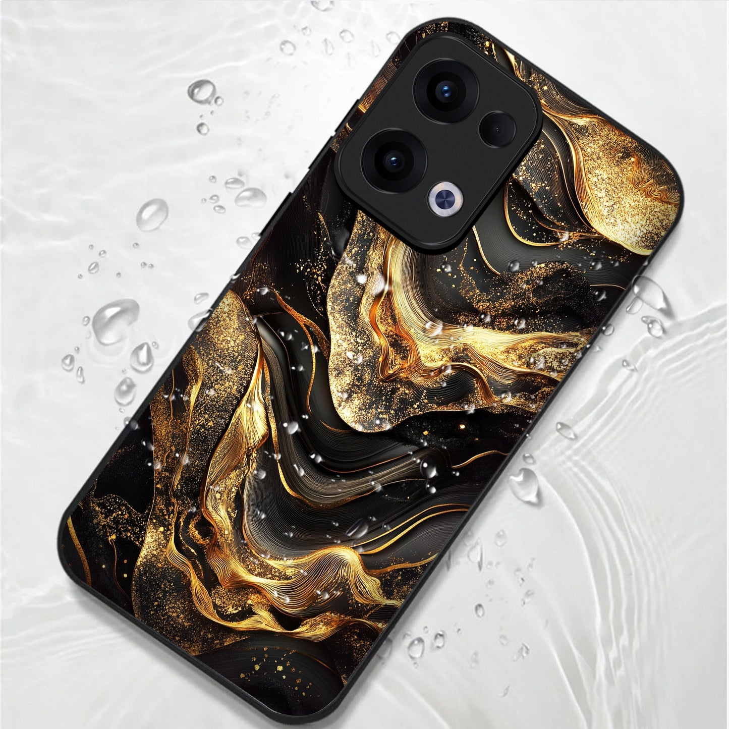 Oppo Reno 13 5G Premium Acrylic Shockproof Glass Back Case (Golden Vortex)