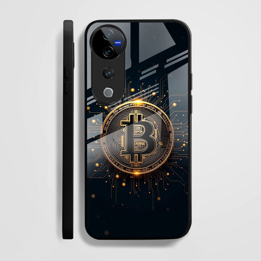 Vivo V40 Pro 5G Premium Acrylic Shockproof Glass Back Case (Bitcoin Armor)