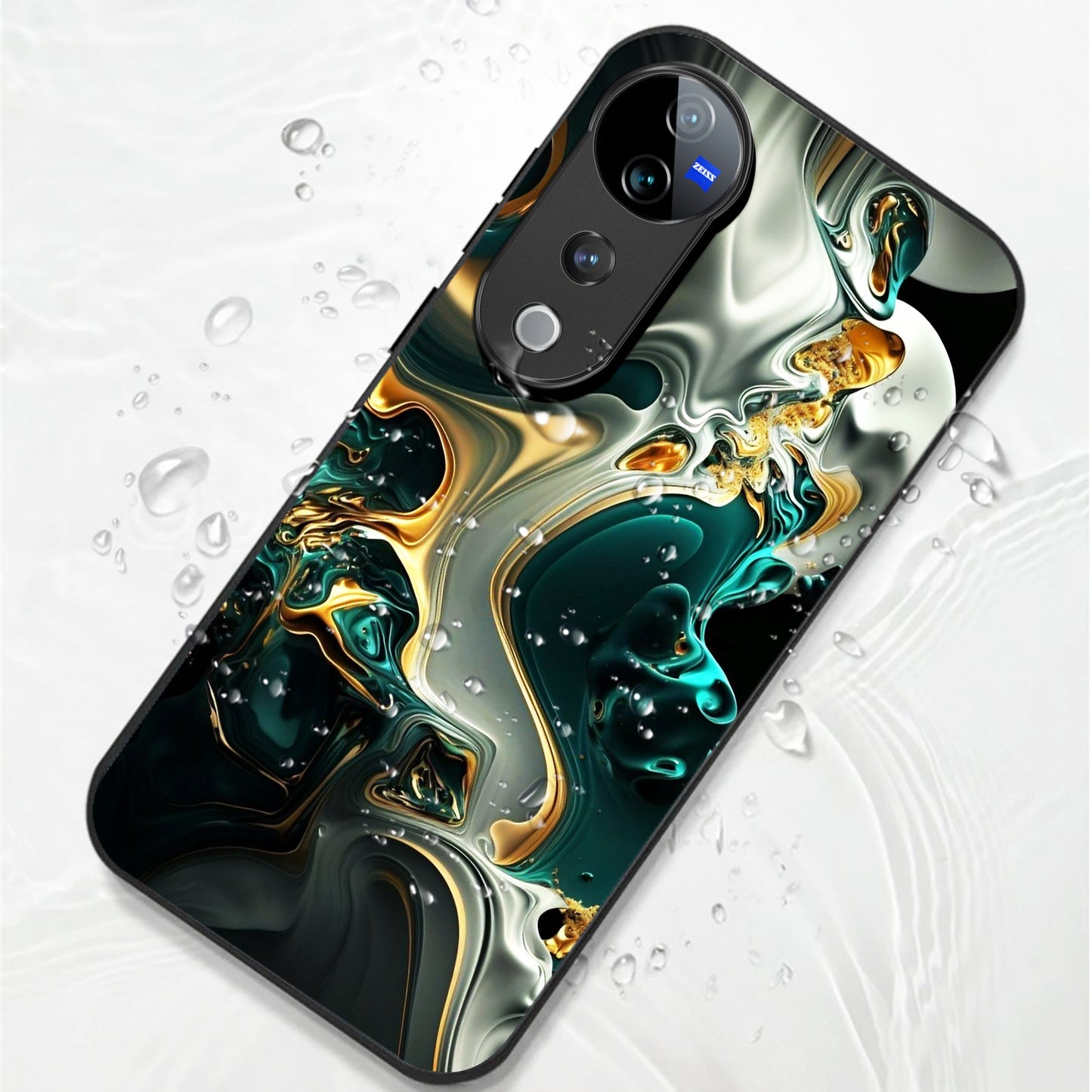 Vivo V40 Pro 5G Premium Acrylic Shockproof Glass Back Case (Ocean Ember)