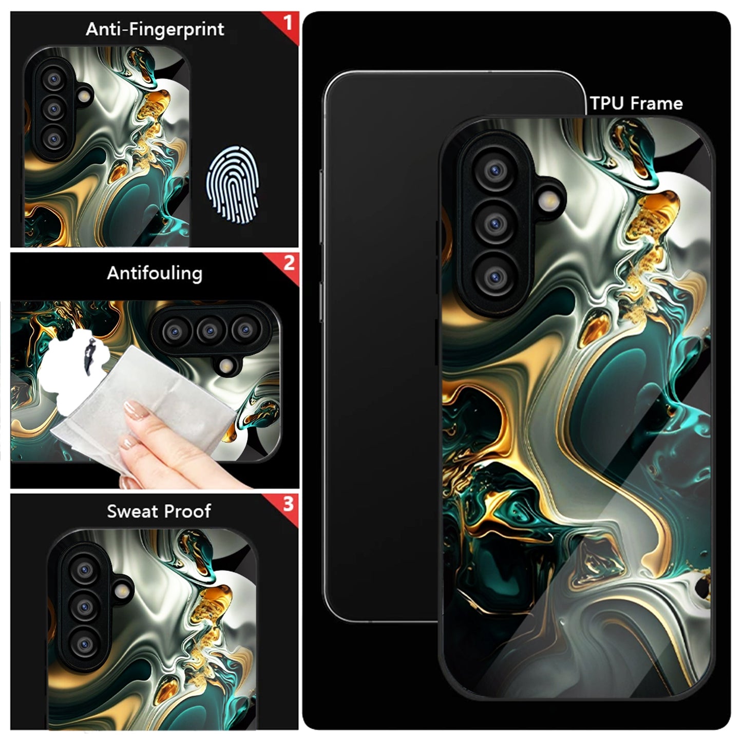 Samsung Galaxy A56 Premium Acrylic Shockproof Glass Back Case (Ocean Ember)