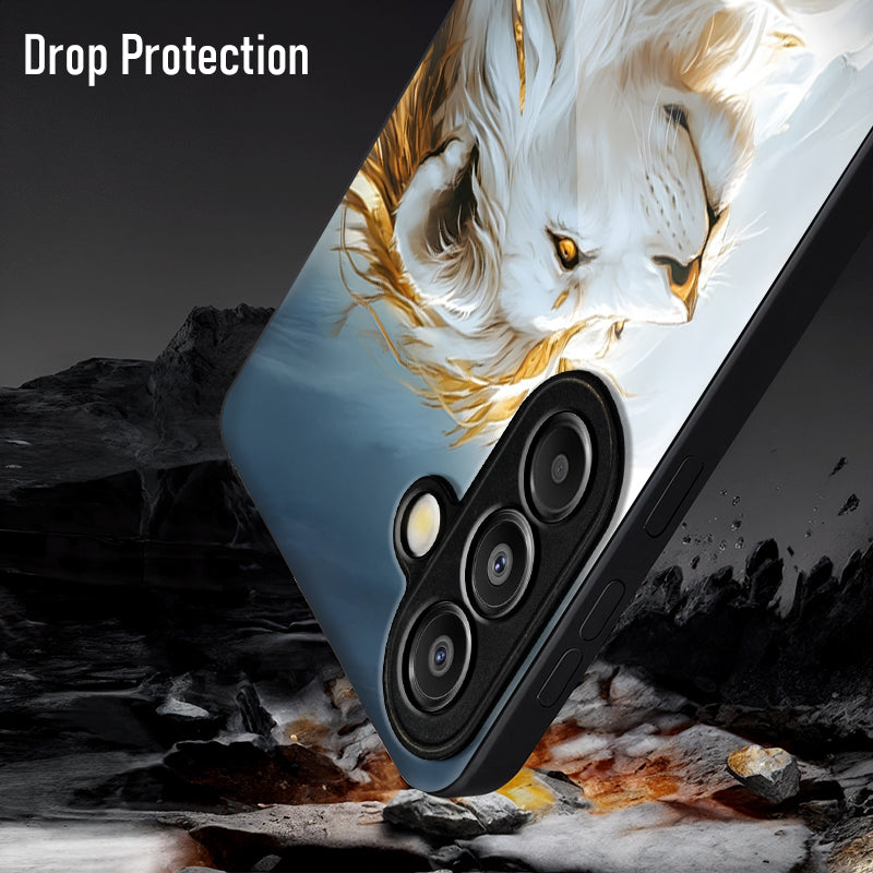 Samsung Galaxy A56 Premium Acrylic Shockproof Glass Back Case (Lion Glory)