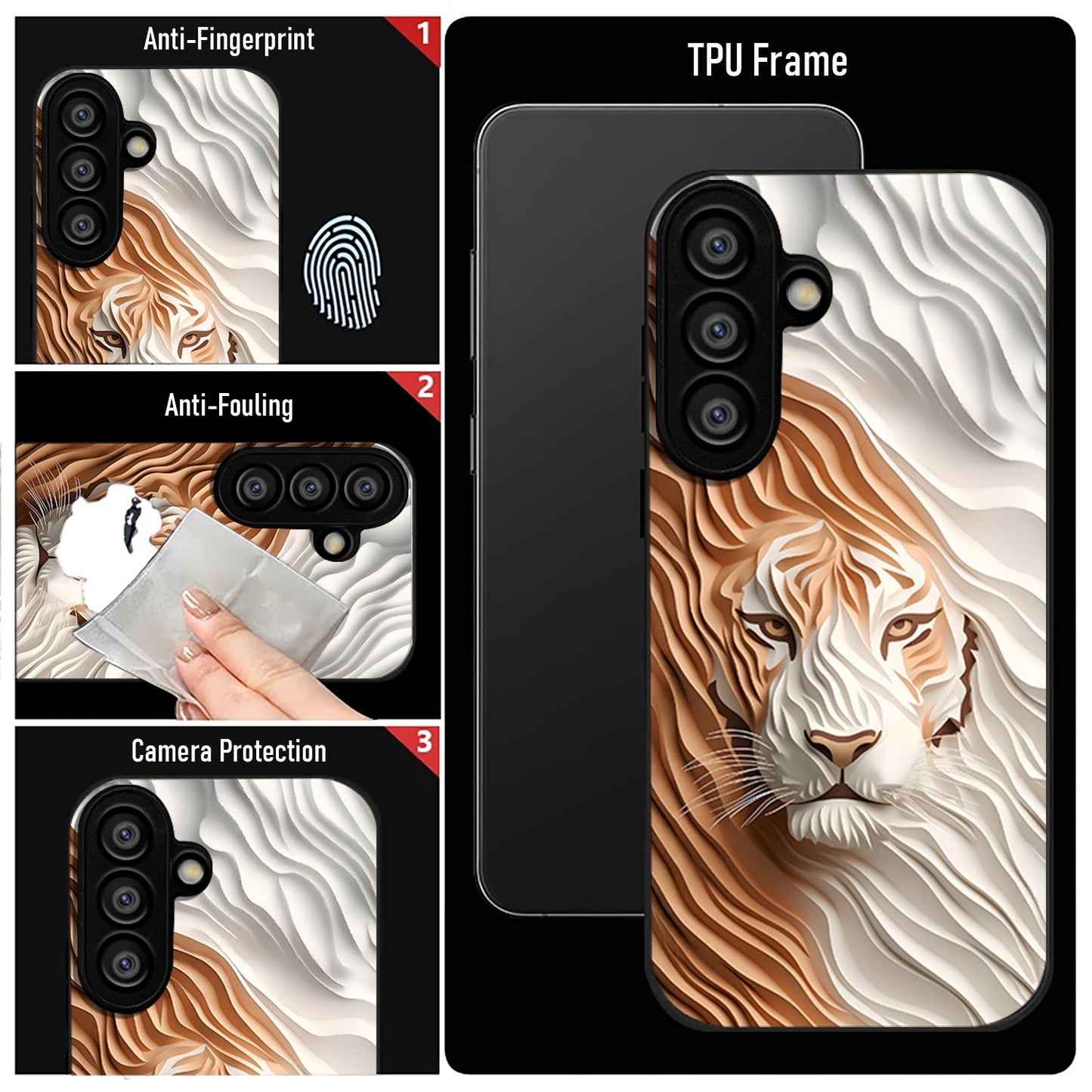 Samsung Galaxy A56 Premium Acrylic Shockproof Glass Back Case (Royal Tiger)