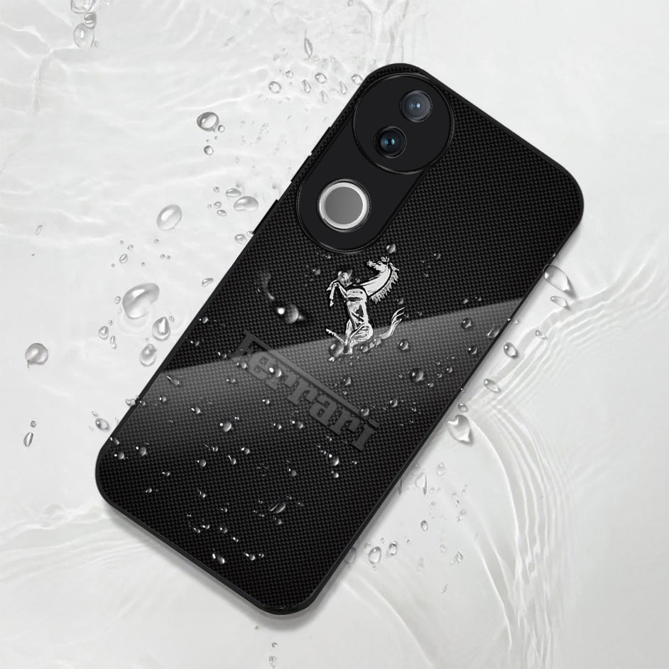 Vivo V50 5G Premium Acrylic Shockproof Glass Back Case (Ferrari Carbon Fiber)