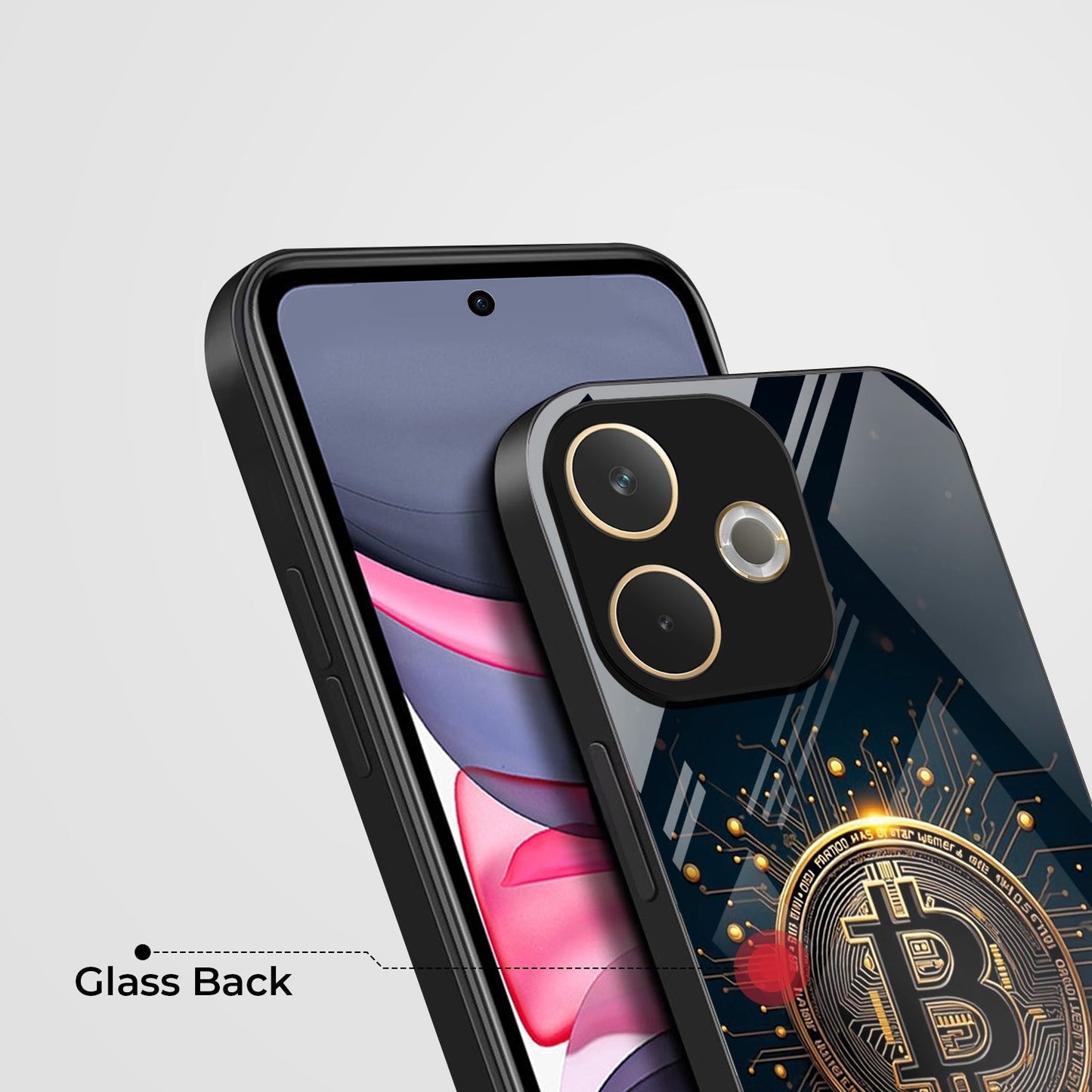 Oppo A5 Pro 5G Premium Acrylic Shockproof Glass Back Case (Bitcoin Armor)