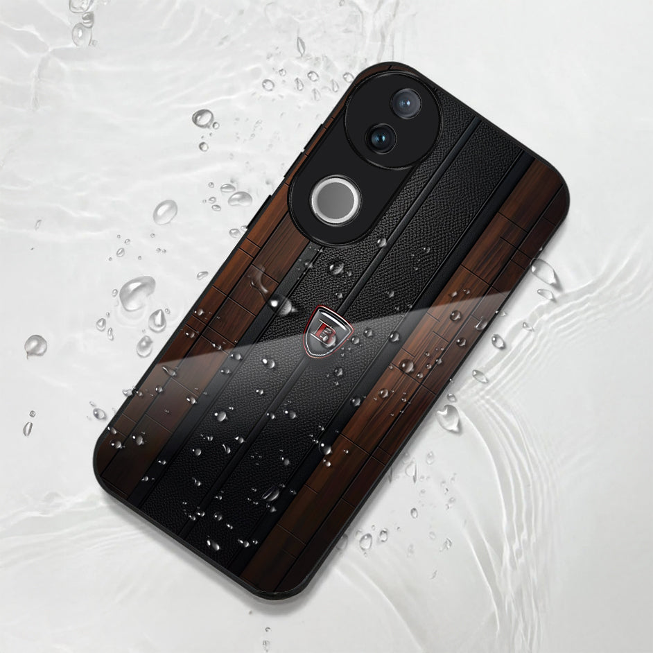 Vivo V50 5G Premium Acrylic Shockproof Glass Back Case (Carbon Oak)