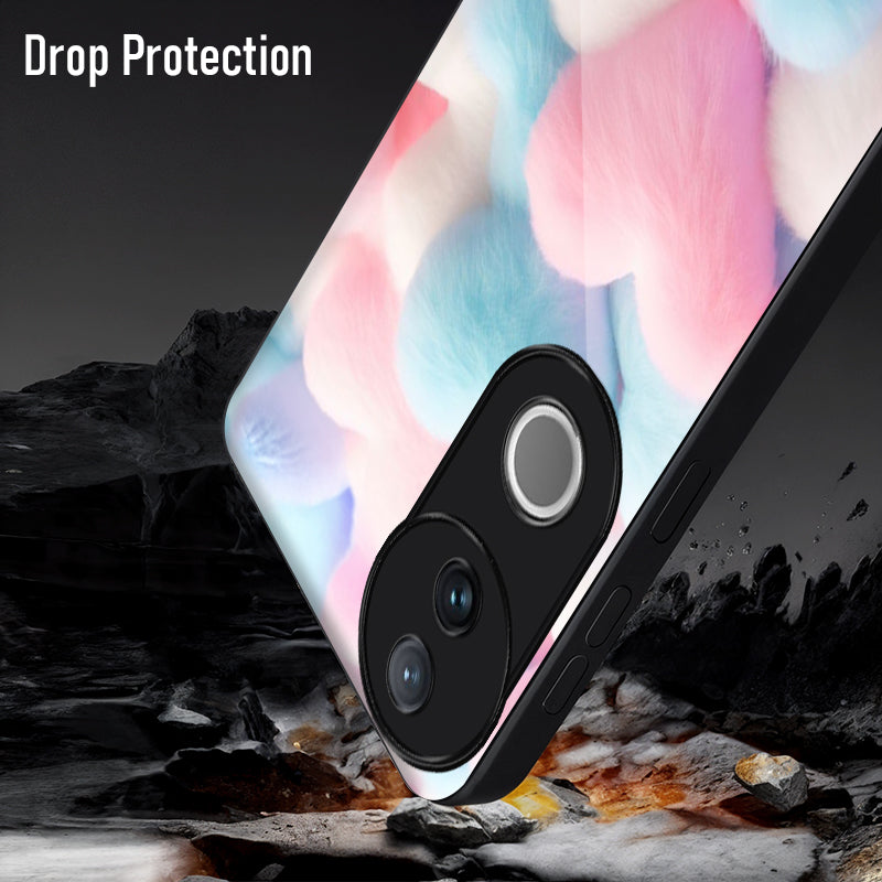 Vivo V50 5G Premium Acrylic Shockproof Glass Back Case (Fluffy Hearts)