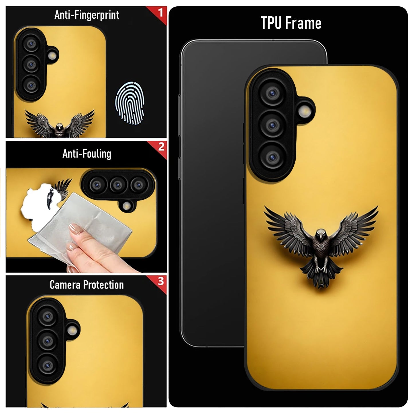 Samsung Galaxy A56 Premium Acrylic Shockproof Glass Back Case (Golden Hawk)