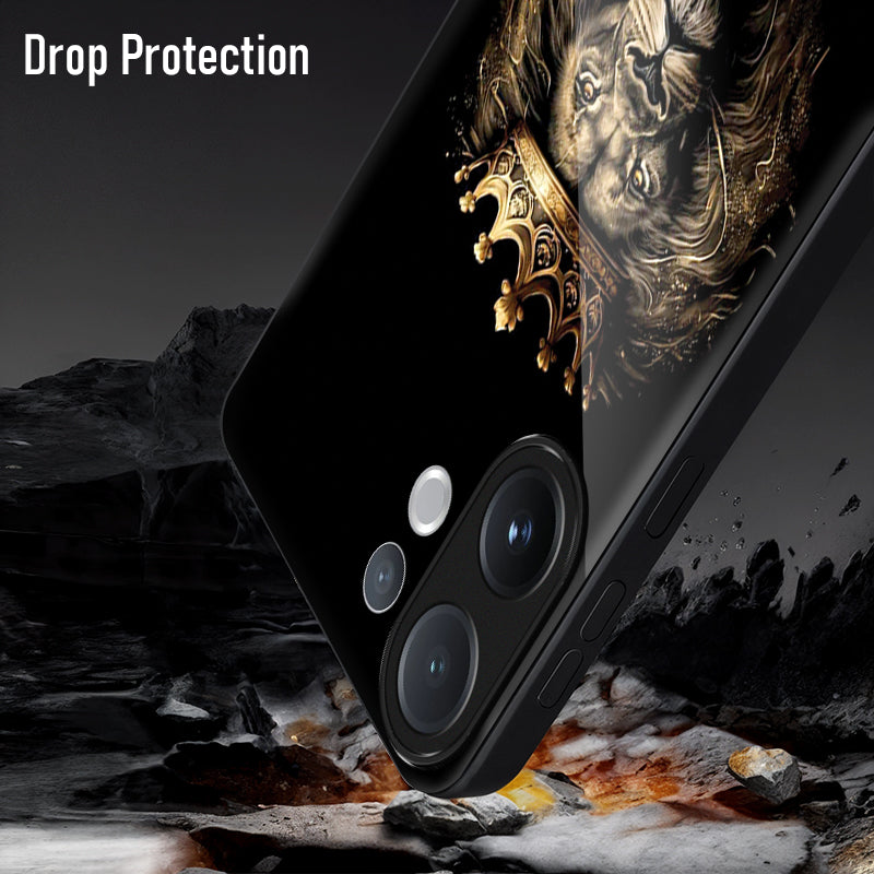 Vivo V60 5G Premium Acrylic Shockproof Glass Back Case (Crowned Lion )
