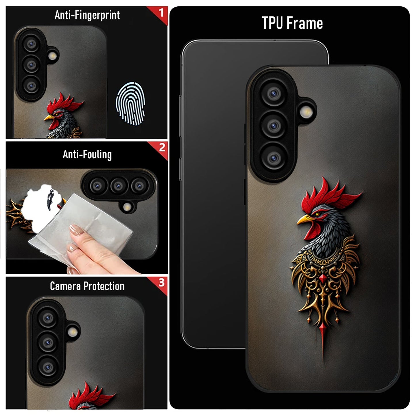 Samsung Galaxy A36 Premium Acrylic Shockproof Glass Back Case (Royal Rooster)