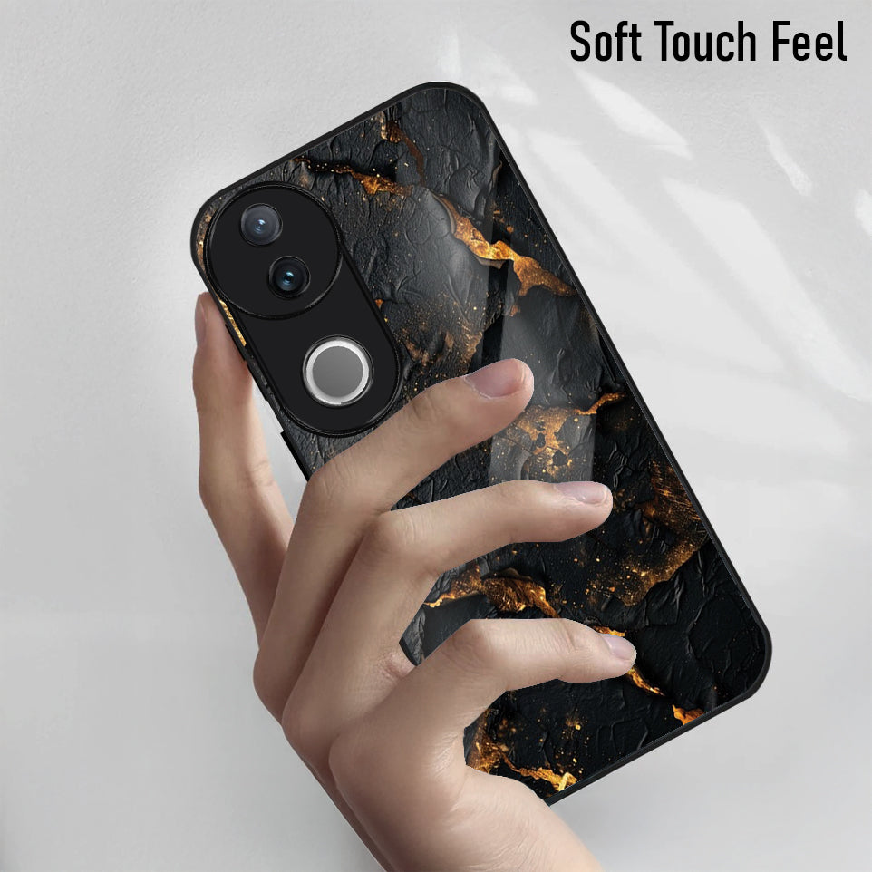 Vivo V50 5G Premium Acrylic Shockproof Glass Back Case (Volcanic Gold)