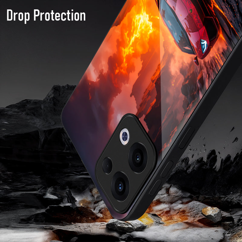Oppo Reno 13 5G Premium Acrylic Shockproof Glass Back Case (Lamborghini Red)