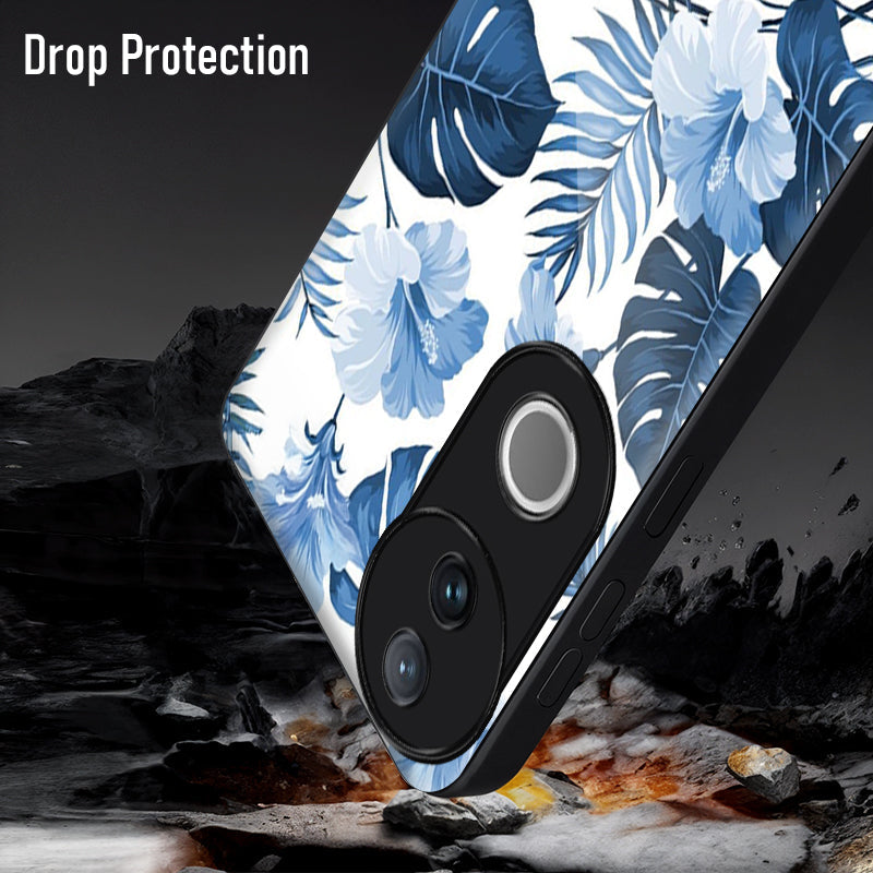 Vivo V50 5G Premium Acrylic Shockproof Glass Back Case (Pacific Petals)